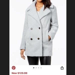 Kenzie double-breasted faux fur iceblue teddy coat